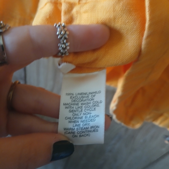 100% Linen Jacket Susan Bristol Button Up Orange Womens size Medium - Picture 7 of 9